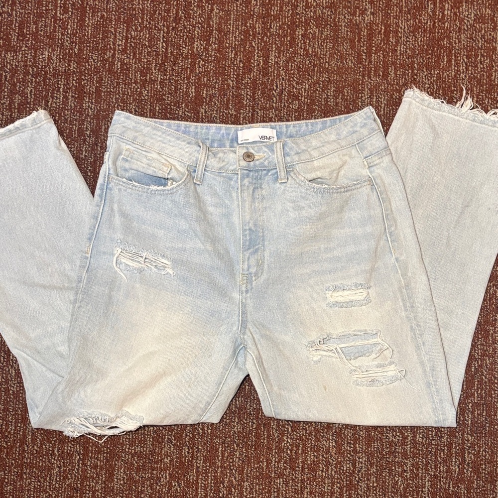 Vervet Light Wash Distressed Boyfriend Jeans Womens 28 ripped loose fit Jean